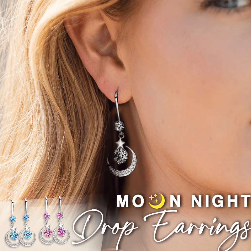 925 Sterling Silver Plated Moon Night Drop Earrings