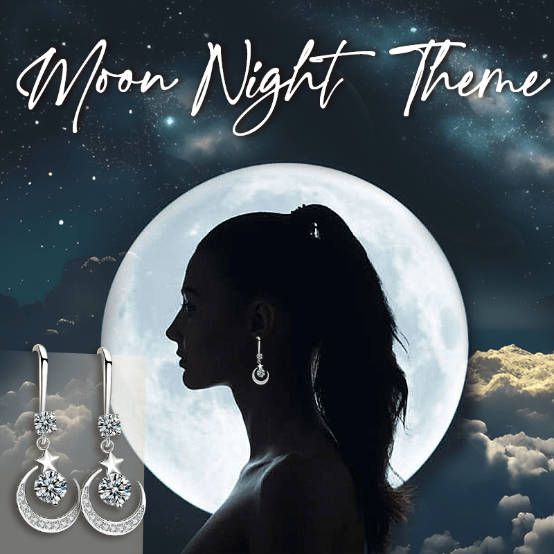 925 Sterling Silver Plated Moon Night Drop Earrings