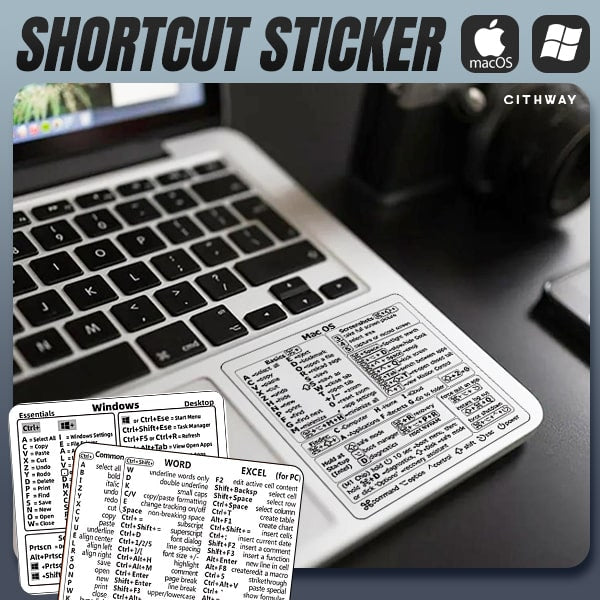 Cithway™ Universal Mac/Window OS Keyboard Shortcut Sticker